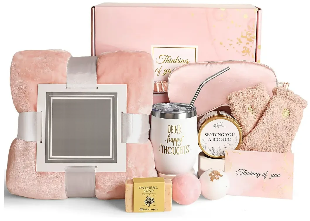 Birthday Gifts for Women, Unique Happy Birthday Gift Basket Self Care Package Bday Ideas with Luxury Flannel Blanket for Mom Her Best Friends Sister Wife Friendship