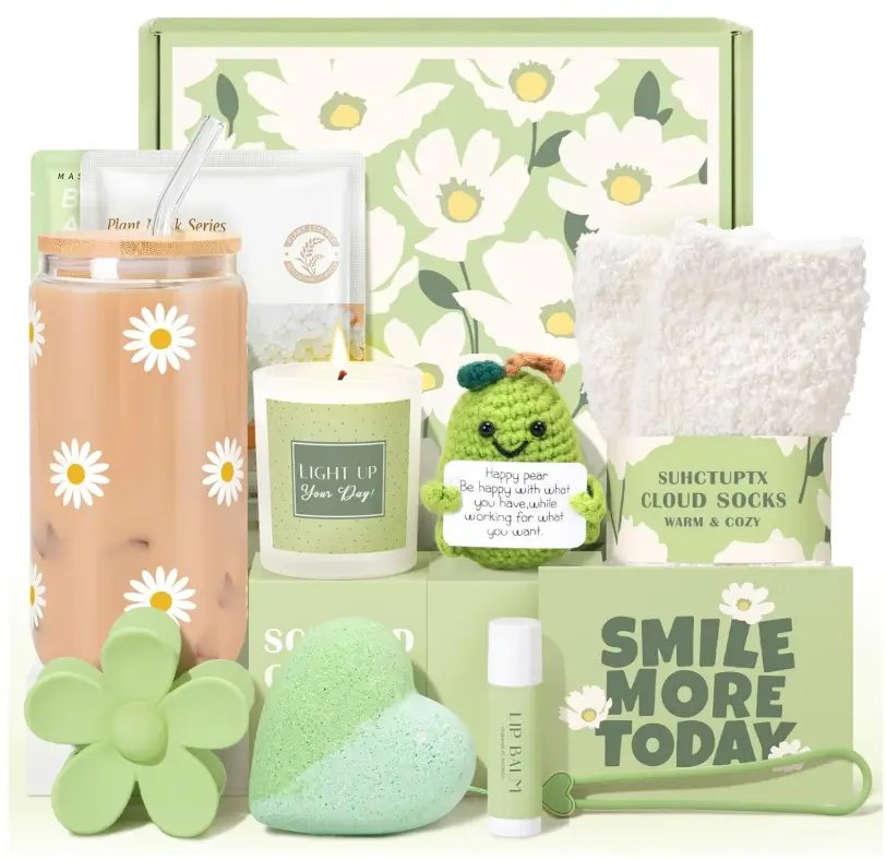 Gift Baskets for Women, 11pcs Unique Happy Birthday Gifts for Women, Best Inspirational Get Well Christmas Ideas Box w/Daisy Cup Her Teen Girl Sister Friend Friendship Mom - BRIGHTEN UP HER DAY!