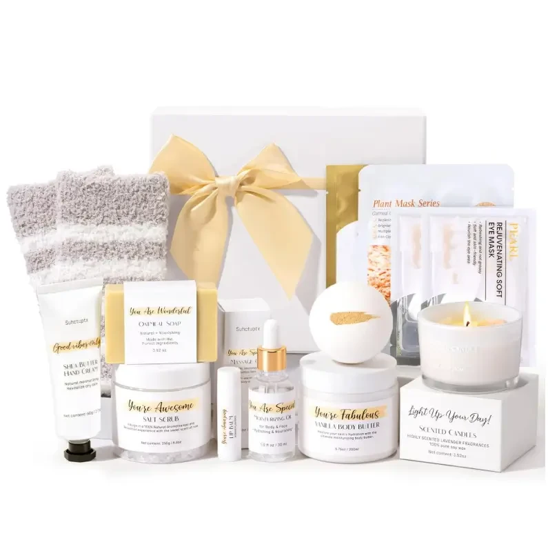 Spa Gifts for Women 13Pcs Mothers Day Gifts Happy Birthday Gift Baskets, Christmas Relaxing Home SPA Kit Bath Set Self Care Package Thank You Box for Mom Her Sister Teacher Friends Friendship